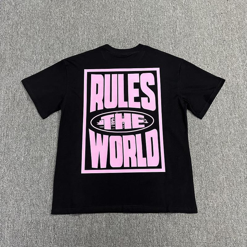 25 Street T-shirt American Street Hiphop Kortärmad Bokstavslogotyp Tryckt Rundringad Kortärmad Topp