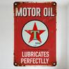 Vintage Texaco Motor Oil Metal Tin Sign Rusty Red Background Retro Advertising Plaque Home Bar Man Cave Decor with 'MOTOR OIL' '