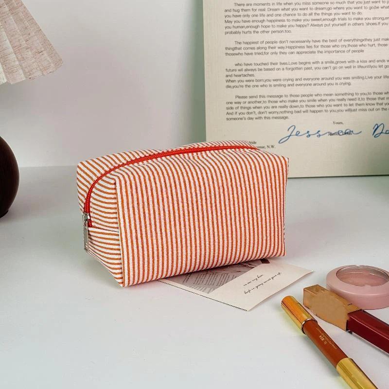 Fashion Women Stripfashion Women Sed Cosmetic Bags Striped Storage Make Up Bags For Women Lady With Zipper Travel Bag Makeup Bag