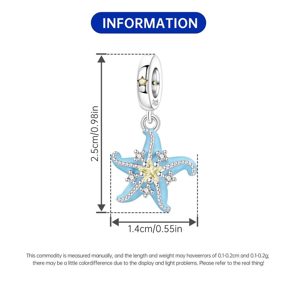 Copper Sea Star Ocean Pendant Beads Original Pendants Bracelet Charm Jewelry Party Diy Trendy Gifts