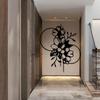 Vintage Floral Metal Wall Art Black White Modern Iron Sculpture Living Room Home Decor Gift