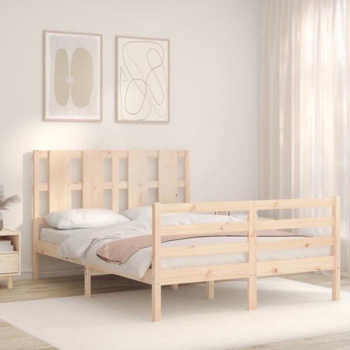 VidaXL Cadre de lit avec tête de lit 140x200 cm bois massif 3194116
