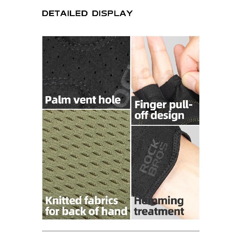 ROCKBROS Half Finger Gloves SBR Palm Pads Breathable Anti-shock Cycling Gloves High Elasticity Fitness Bicycle Fingerless Gloves