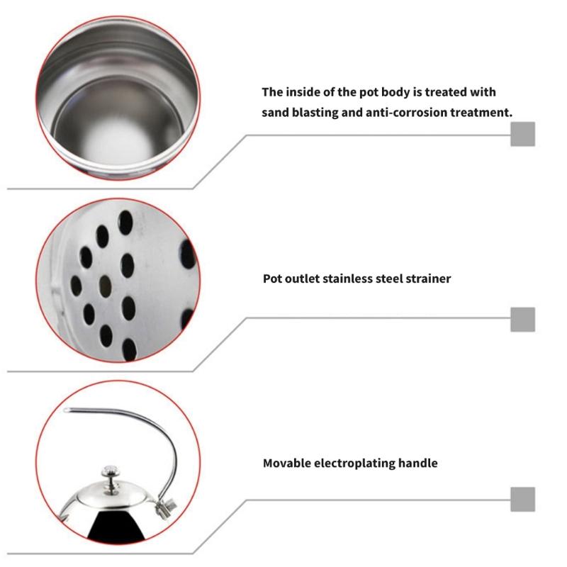 Universal 1.5L Capacity Teas Kettles Suitable for Stovetops Durable Nonrust Steel Wide Opening Water Boiler