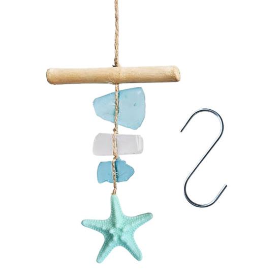 

Подвесное украшение из морского стекла Ручная работа Бохо Прибрежный Морской Звезда Морское стекло Искусство Настенное украшение для дома и офиса Пляжного домика Подвеска зелёный
