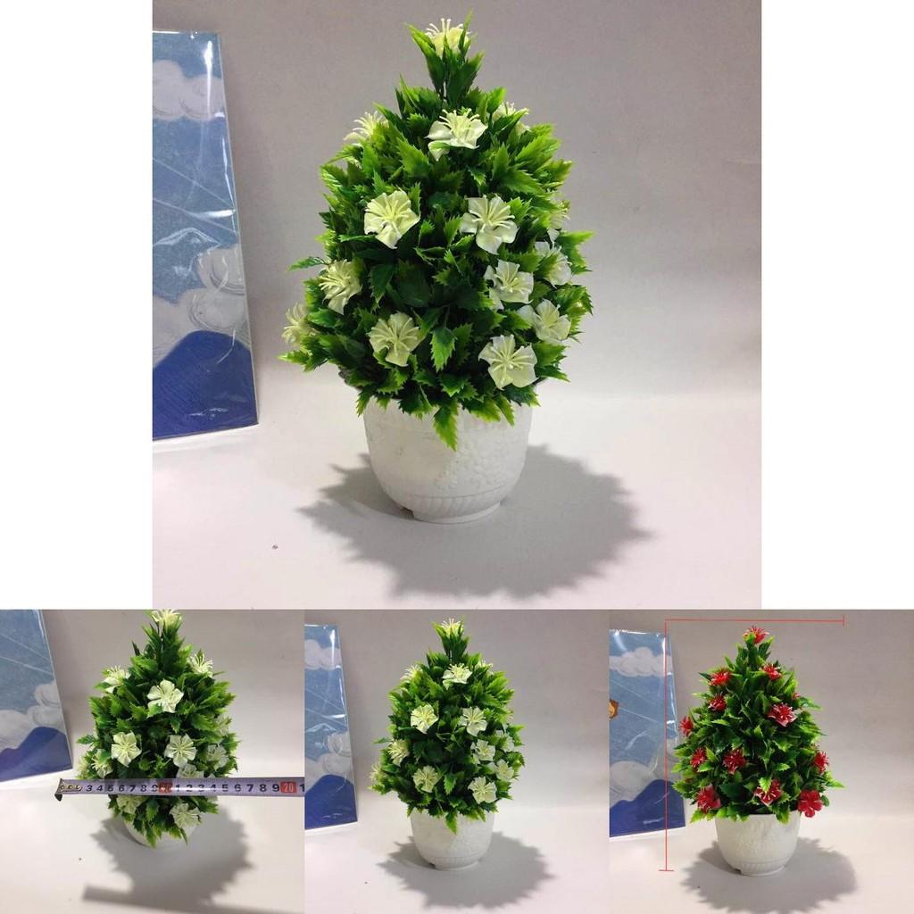 Künstlicher grüner Pflanzentopf mit 26 Kirschblüten für Schreibtisch im Büro und Wohnzimmer