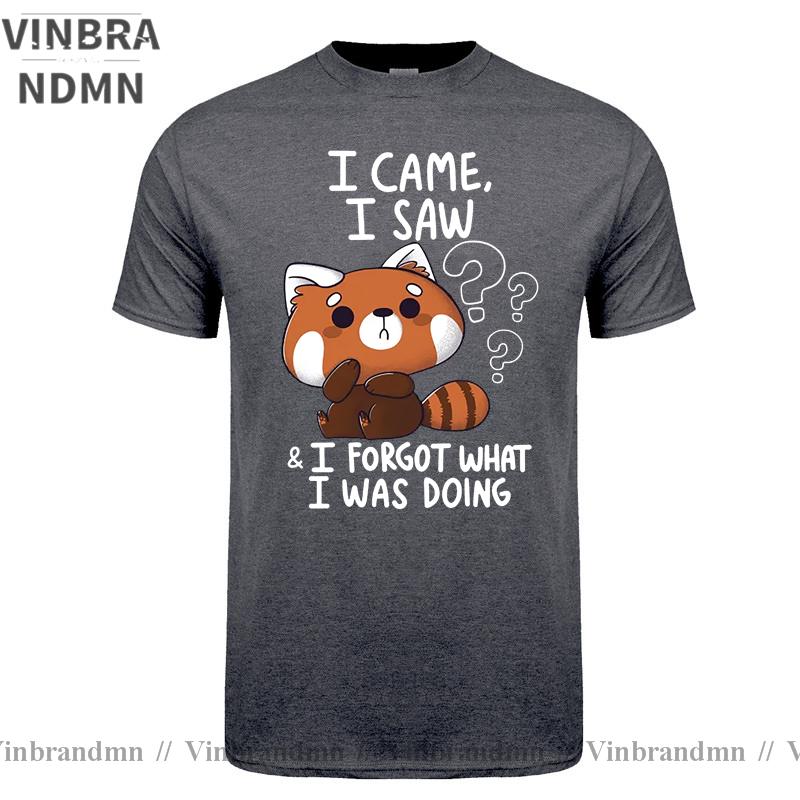 Funny Red Panda T Shirts Humor Cartoon Raccoon I Came I Saw I Forgot What I Was Doing Tshirt Streetwear Hip Hop Harajuku Tshirt