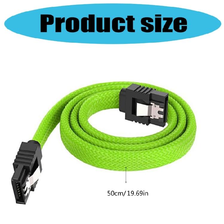 Nylons Braideds SATAIII Cable 50cm Color Matcheds Secure Lock Clip Low Profile Connectors For PC Components