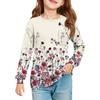 Girls' Long Sleeve Blouse - Round Neck Soft Waist Tunic