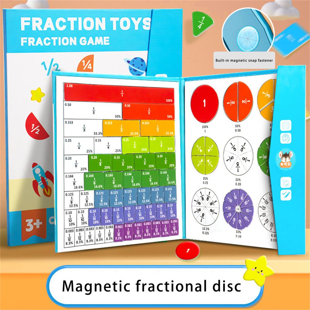 Magnetic Fraction Tiles & Fraction Circles Learning Puzzle Game Set for Preschool Math Manipulatives Educational Tool
