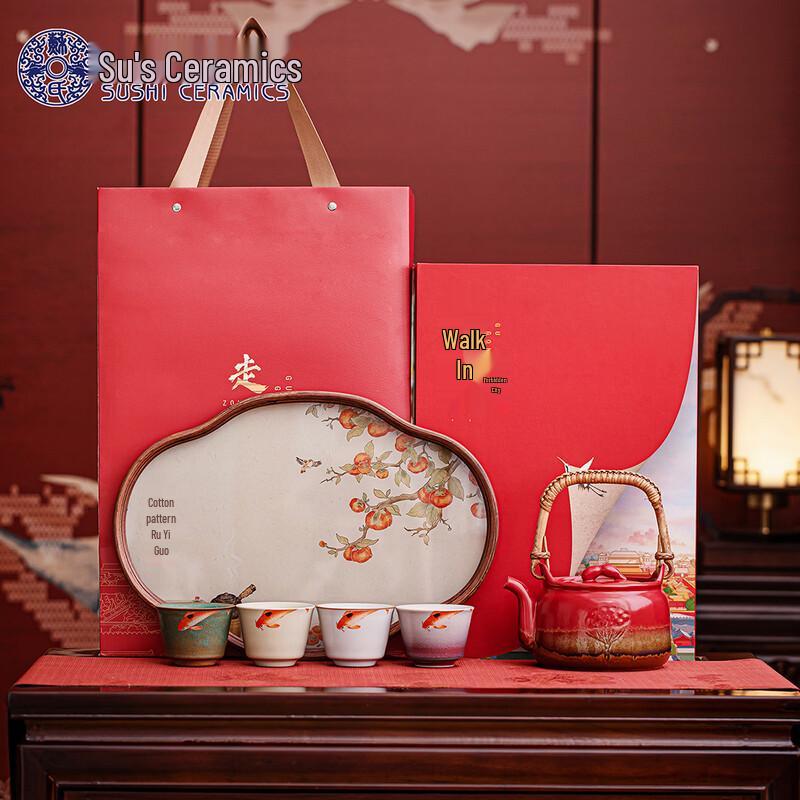 Sushih Ceramics Forbidden City Palace Red Teaware Set