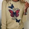 Women's Long Sleeve Colorful Butterfly Pattern T Shirts Tops 2024 Autumn New Fashion  Women's Top Harajuku Fun Pullover Clothing