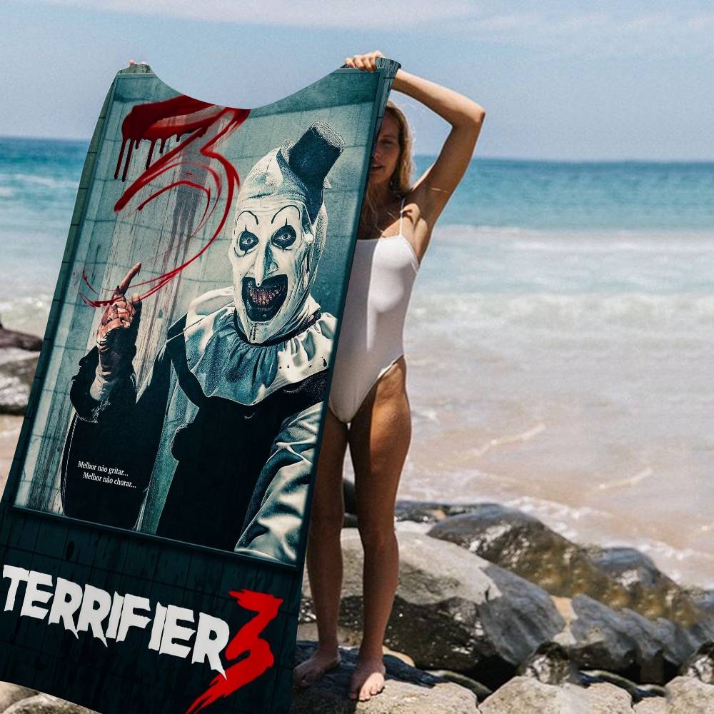 Horror Movie Terrifiers Microfiber Printed Beach Towel Mountain Climbing Yoga Beach Swimming Running Absorbent Soft Towel
