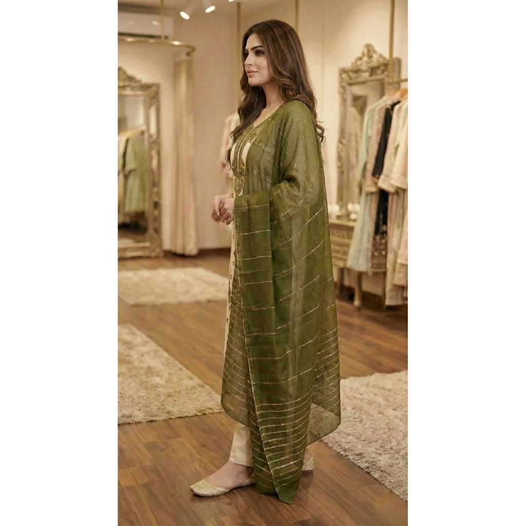 Pakisatni Pure Cotton Kurti Pant Dupatta Set Indian Ethnic Salwar Kameez Kurta