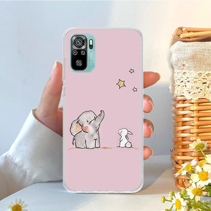 Cartoon Elephant Pink Soft Phone Case For Xiaomi Redmi Note 15 14 14S 13 12 Pro Plus 12S 11 11S 11E 10 10S 11T 5G Fundas Coque R
