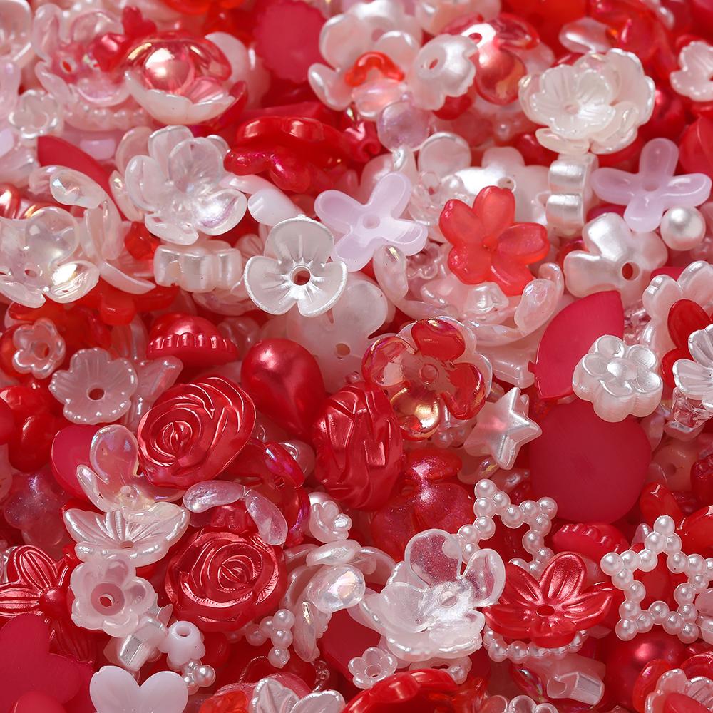 20g Acrylic Mixed Beads Colored Flower Star Shaped Spacer Loose Beads for DIY Jewelry Making Necklace Phone Chain Supplies