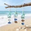 3Pcs Seaglass Hanging Decoration Handmade Bohemian Coastal Nautical Starfish Sea Glass Art Home Office Beach House Wall Ornament Pendant