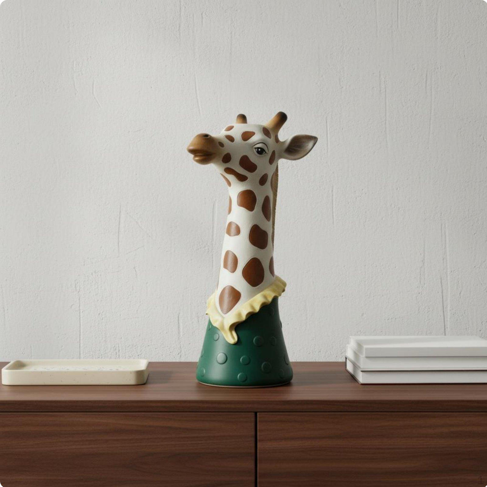 Animal Head Vase Nordic Design Flower Decorative Ornament Cartoon Themed Planter for Giraffe