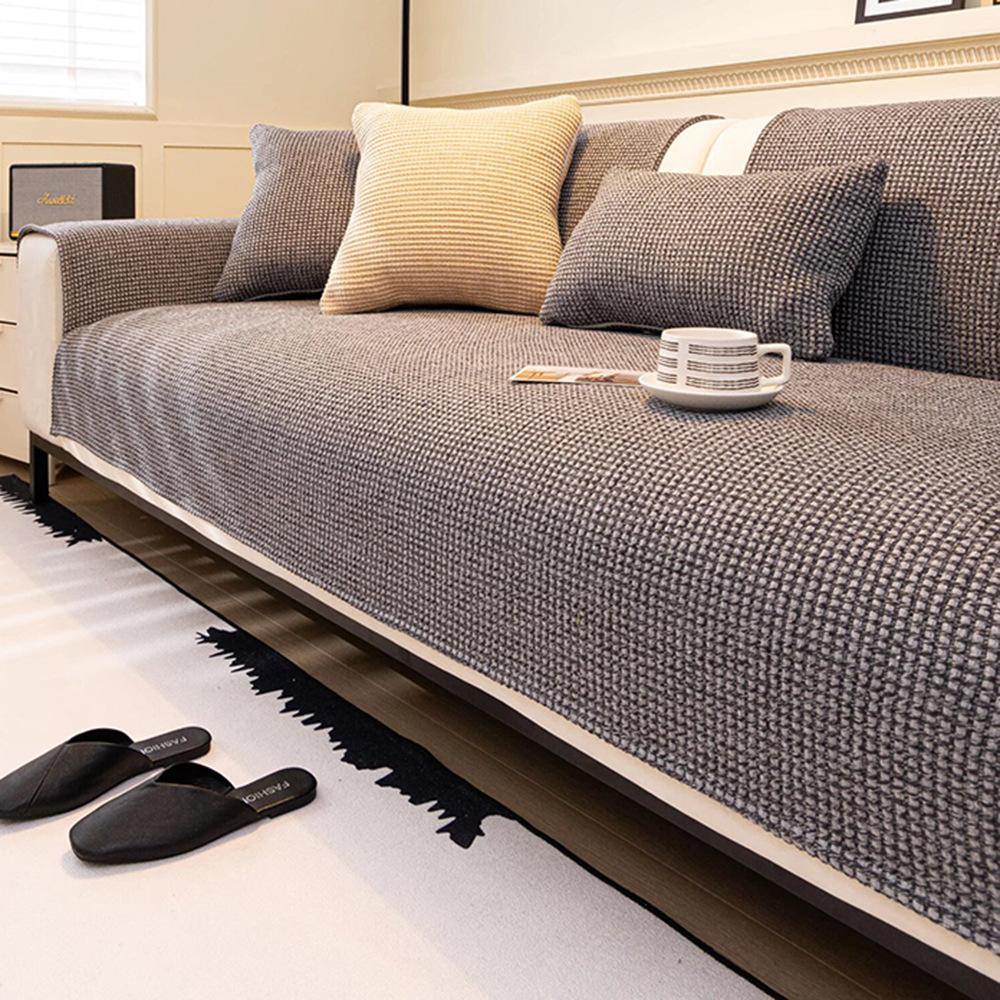 

Simple New Sofa Cushion Cotton Yarn Simple Four-Season Universal Solid Color Light Luxury Non-Slip Sofa Cover Backrest Towel Seat Cushion 70*70cm