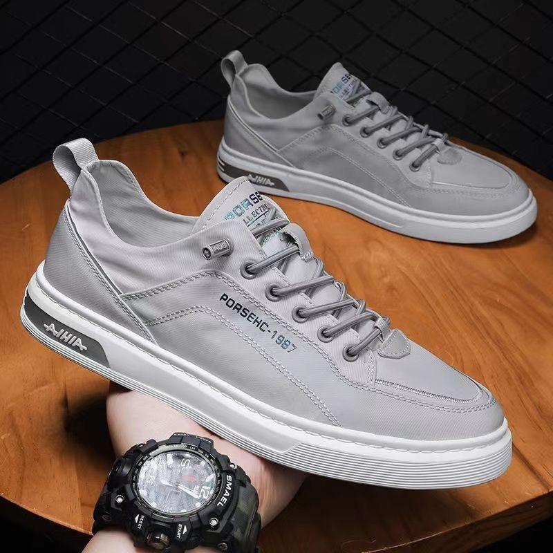 New Casual Little White Shoes Summer One-pedal Canvas Board Shoes Sports Work Trendy Shoes Thin Breathable Men's Shoes