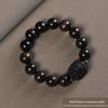 Bodhisattva Agarwood Kynam Sandalwood Men's Bracelet with Chen Gui Bao Buddhist Beads - Three-Sided Buddha Ethnic Style