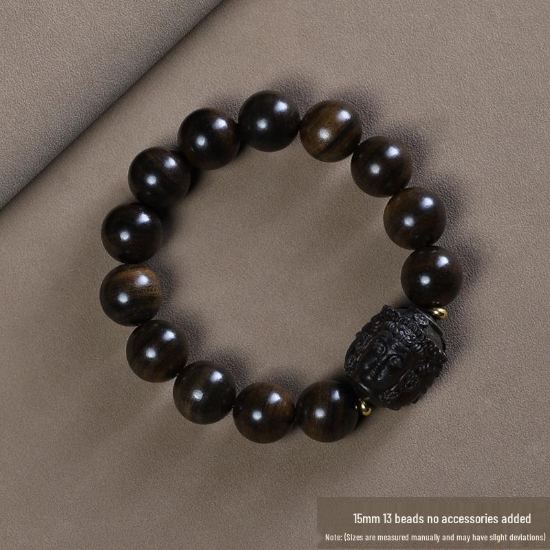 Bodhisattva Agarwood Kynam Sandalwood Men s Bracelet with Chen Gui Bao Buddhist Beads - Three-Sided Buddha Ethnic Style