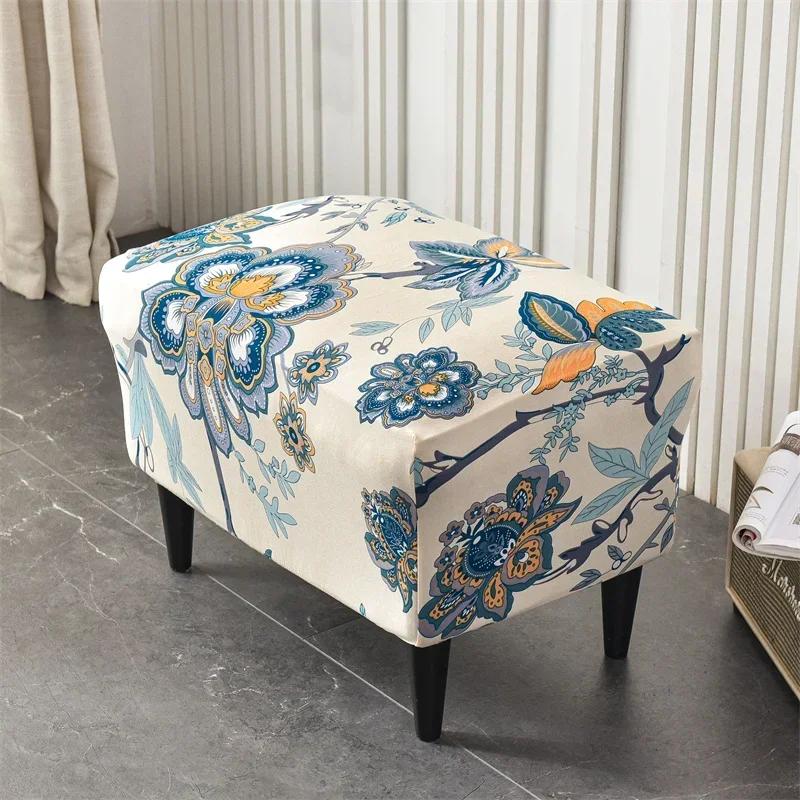 Floral Printed Wing Chair Cover Stretch Spandex Armchair Covers Nordic Removable Relax Sofa Slipcovers With Seat Cushion Covers