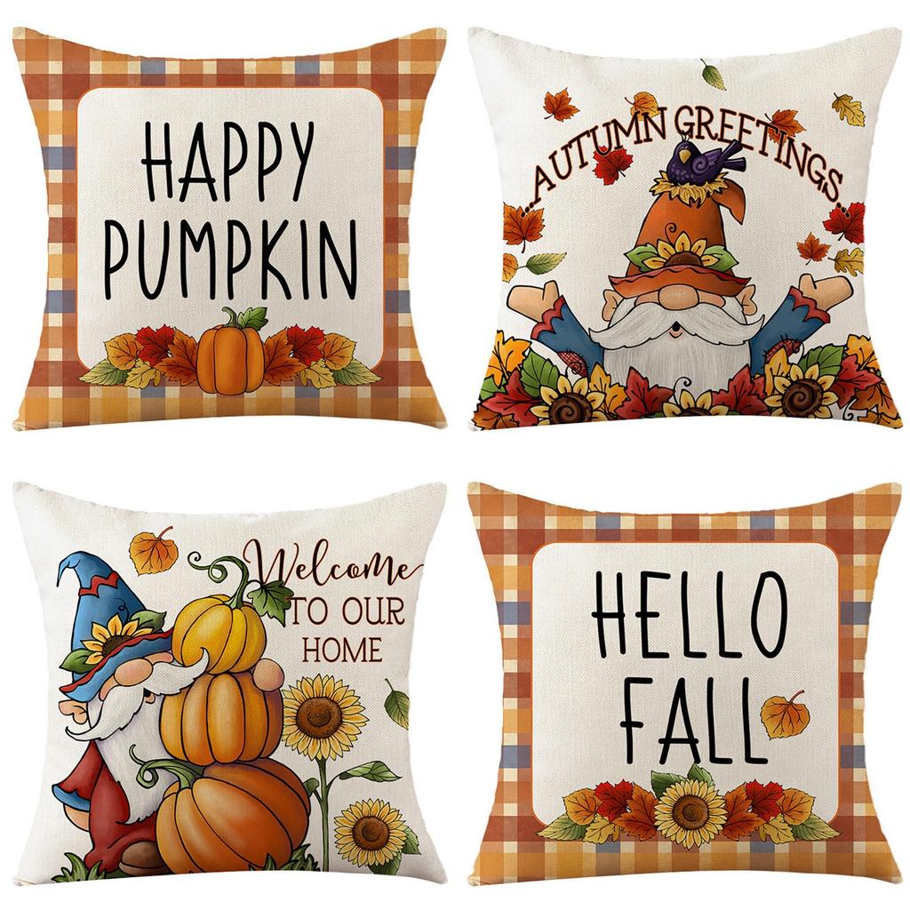 18x18 Fall Pillow Covers, Thanksgiving Decorative Throw Pillowcases, Maple Car Linen Throw Cushion Covers For Sofa Couch Home Decor, 4pcs