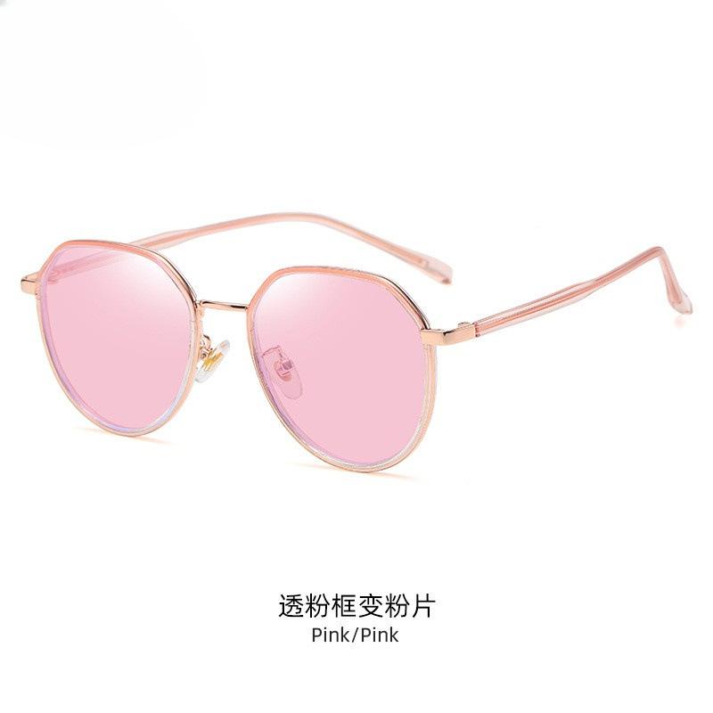 TR90 Retro Polygonal Anti Blue Light Photochromic Glasses Ultra Light Color Frame Computer Glasses for Women