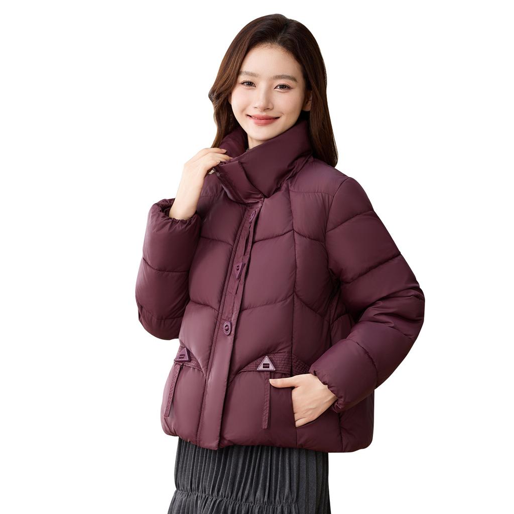 Women's new stand-up collar windproof lightweight thickened fluffy warm cold loose short high quality fabric casual sports jacket