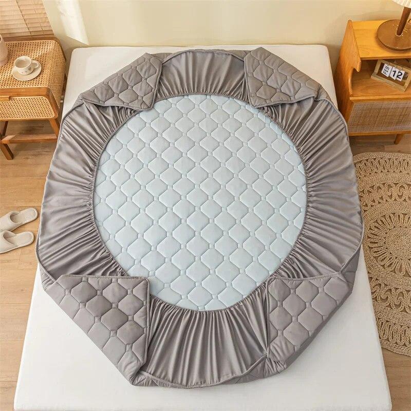 Soy Cotton Bedding Thick Quilted Mattress Cover Elastic Fitted Mattress Protector Bed Linens Soft Pad for Bed Without Pillowcase