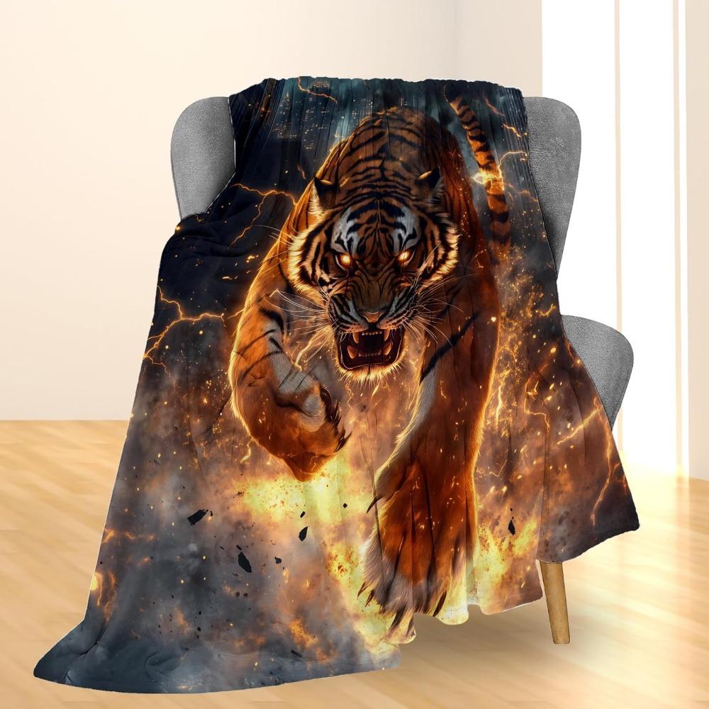 

Tiger Flannel Throw Blanket ,Soft Cozy Lightweight Blanket for Couch Bed Travel ,Warm Home Decor 75x90cm