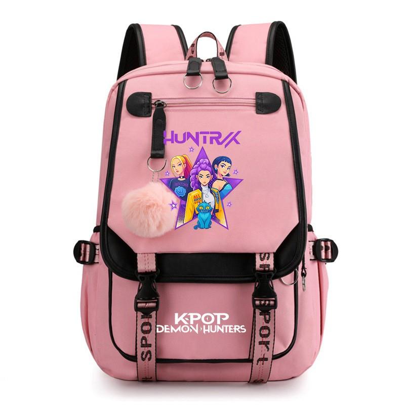 K-pop Inspired Anime Girl Group Backpack Students Teens School Use Lightweight Oxford Fabric With USB Port Padded Straps
