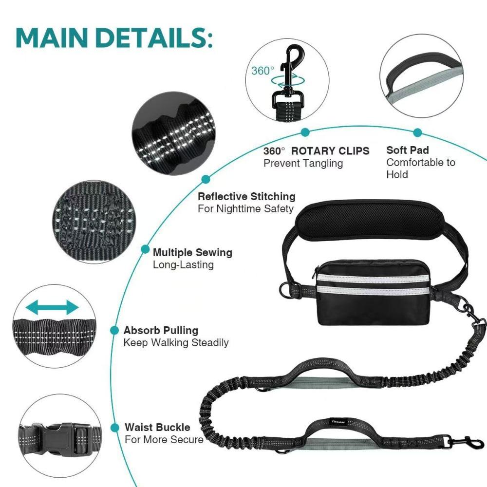 Reflective Strip Dog Running Waist Leash Retractable Dong Walking Leash  Medium and Large Dogs