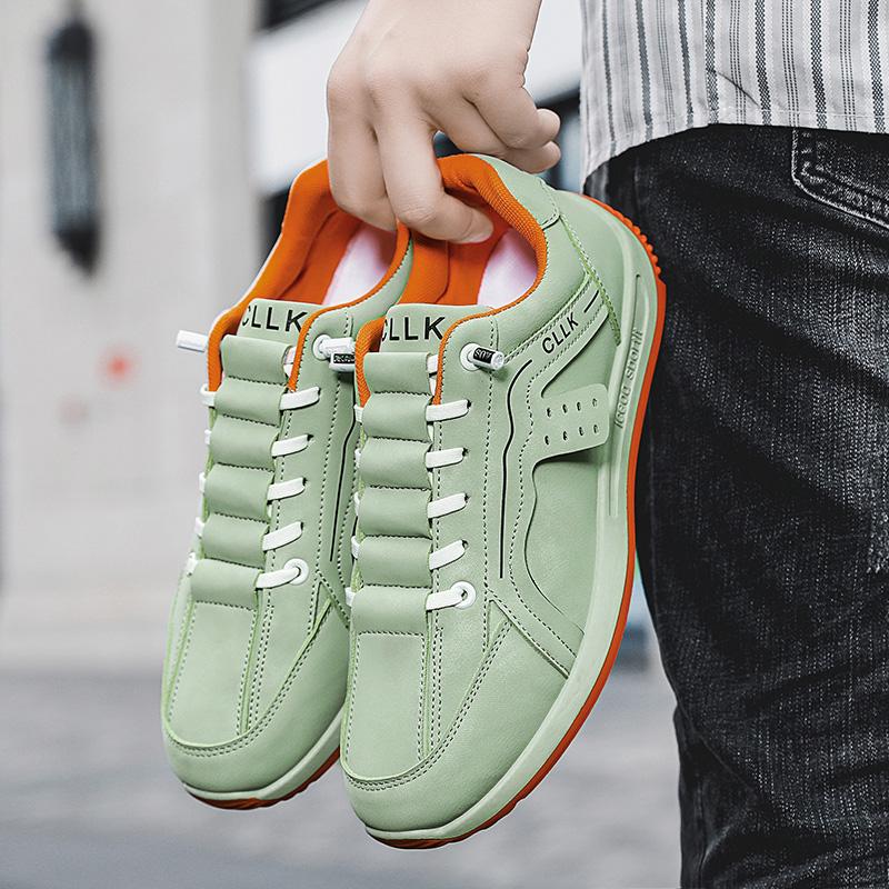 Fashion Men Sneakers Casual Fashion Easy Matching Mixed Colors Leather Breathable Height Increased Flat Platform Running Shoes