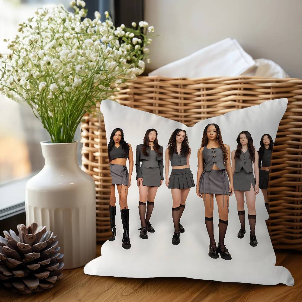 

K-KATSEYE Персонализированные Фото Текст Домашние Декоративные Подушки Бытовые Подарки 45x45см 16x16Inch