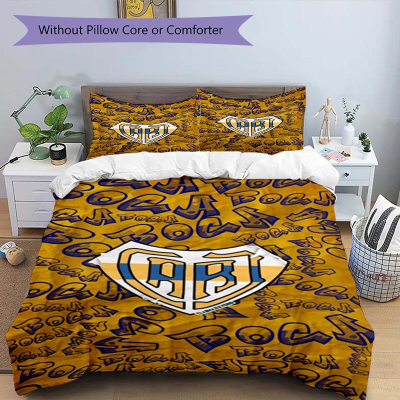 Boca Juniors Football Club Design Pattern Duvet Cover Set – includes 1 duvet cover and 2 matching pillowcases Bedroom decor Christmas gifts