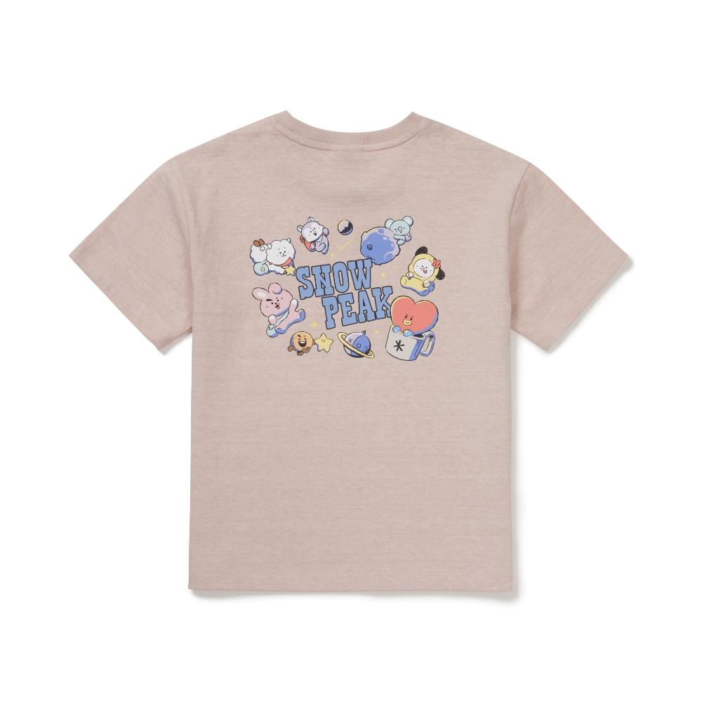 [Snowpeak] [Snow Peak I BT21] Kids Graphic Short Sleeve T-Shirt Light Pink (S26MKFTS93)