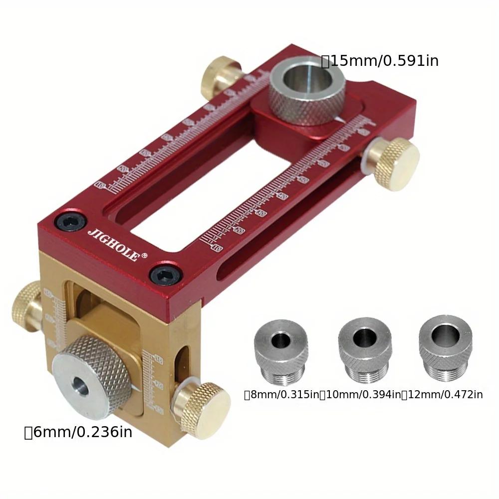 1 Set 6/8/10/12/15mm Pin Fixture Drill Guide Doweling Jig - 5-Hole Locator for Precise Cabinet Screw Punch - Woodworking Tool