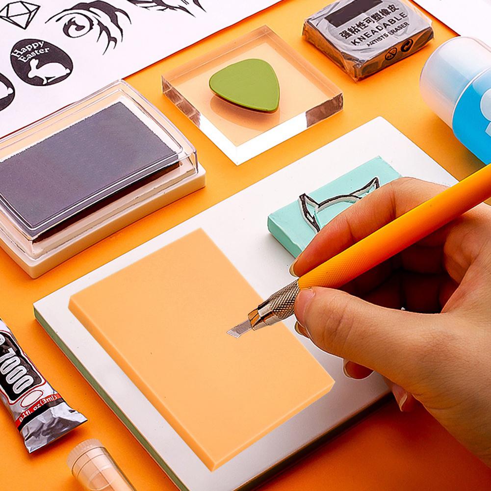 Jelly Rubber Stamp Thin Carving Blocks for Handcraft Stamps DIY MakingPeach Red