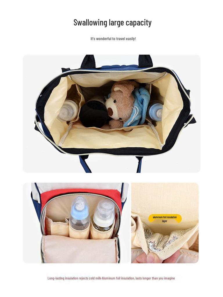 Large Capacity Splash-proof Mummy Bag: Fashionable Multi-Purpose Travel and Baby Bag