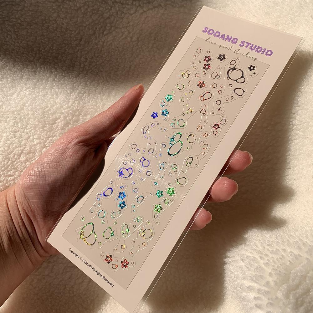 [SOOANG STUDIO] Myosotis (sandy ver.)/Korean CUTE holographic Stickers/DIY Decorative Stickers Idol Card Photo Album Diary