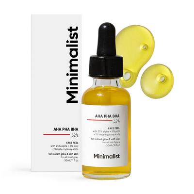 Minimalist 25% AHA + 2% BHA + 5% PHA Peeling Serum Solution for Glowing Skin, Smooth Texture & Pore Cleansing | AHA BHA PHA Peel Serum For Weeken