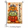 1D Flat Printing Garden Flag 1pc, Welcome Fall Pumpkins Garden Flag - Double -Sided Print, Durable Polyester Outdoor Decor