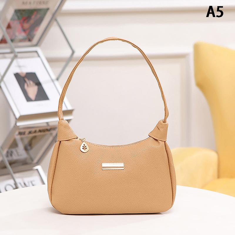 Lichee Leather Women Shoulder Bag Retro Solid Color Hobos Handbags Leisure Underarm Armpit Bag  Exquisite Shopping Bag