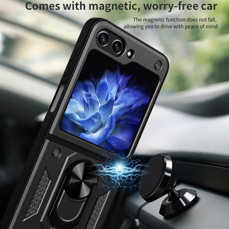 Armor Stoßfeste Hülle für Samsung Galaxy Z Flip 6 5 4 3 5G Hülle mit Ring Magnethalter Business Vollschutzhülle