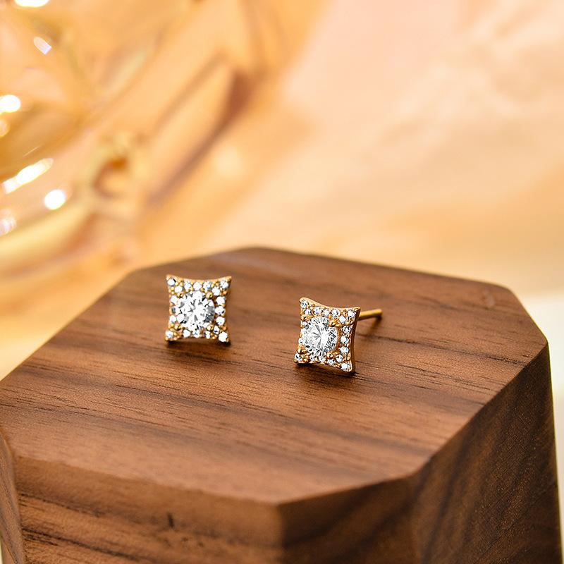 

Серьги в виде четырехконечной звезды, легкие, роскошные, высококачественные, инкрустированные бриллиантами серьги, изысканные, простые, нишевые серьги