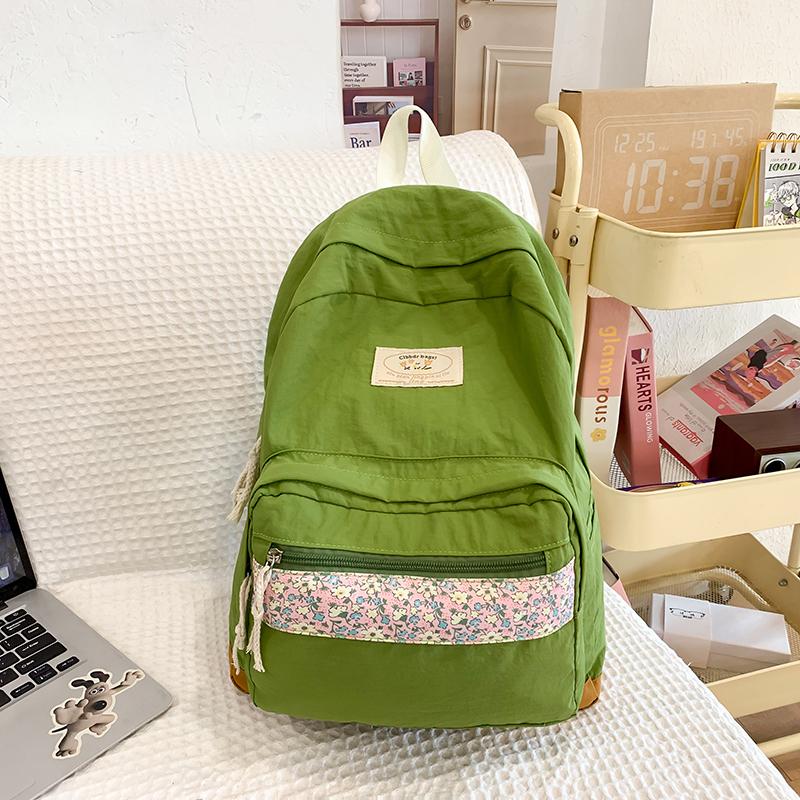 Рюкзак женский маленький цветочный лоскутный студенческий рюкзак большой емкости зелёный — фото 16