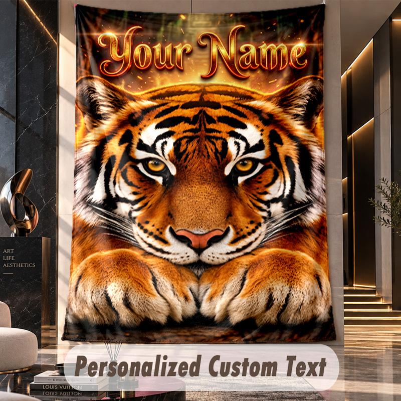 Lion Tiger (19) Theme Custom Tapestry Personalized Custom Name Text Wall Hanging Tapestry Home Decor Background Cloth