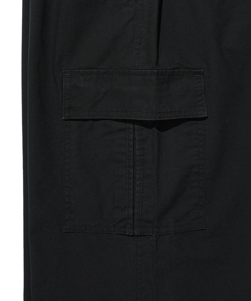 WACKY WILLY Wide Cotton Cargo Elastic Waist Pants Black